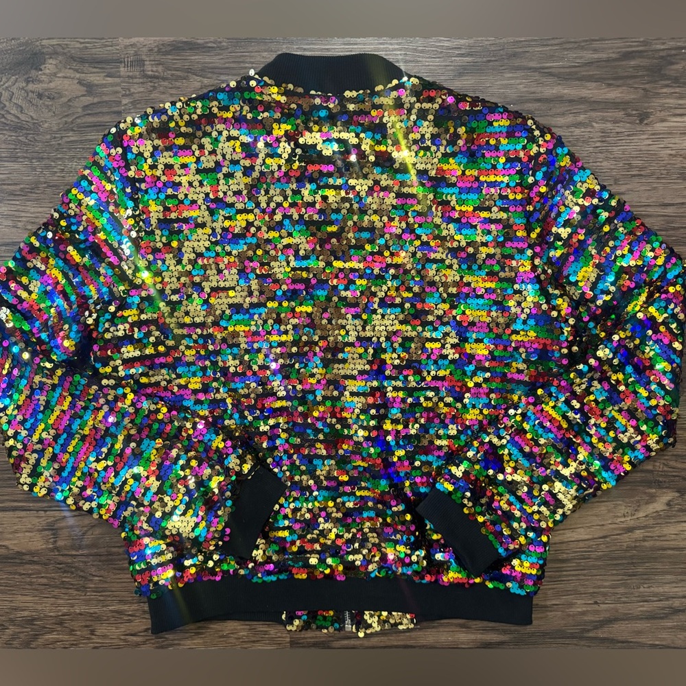 36 Point 5 Multicolor Sequin Bomber Jacket - Picture 7 of 8